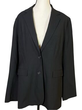 Banana Republic Women Suit Jacket Blazer Black Stretch 2-Button Wool Blend Sz 10